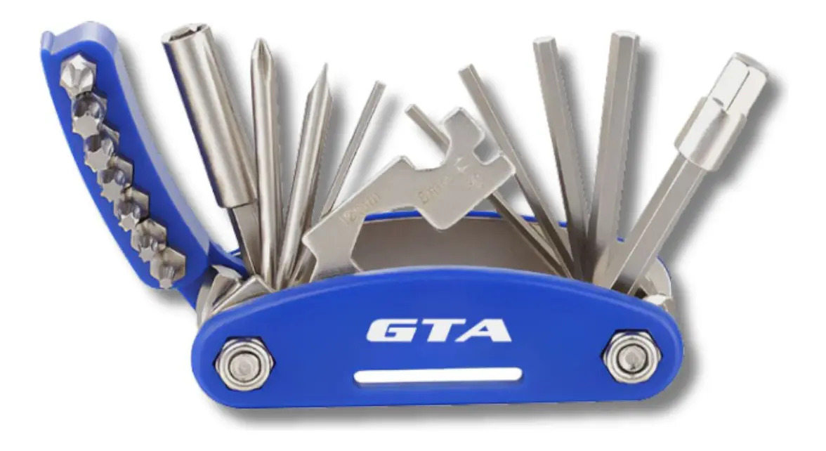 Kit Multifunção Bike 16 Em 1 GTA Aço e plástico Canivete Ferramentas
