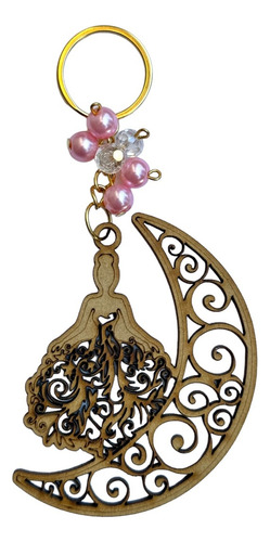 50 Llaveros Madera Y Cristal Luna De Xv Años Rosa Vestido