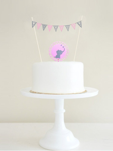 Topper Xa Torta Cumple Elefante Bautismo Baby Shower