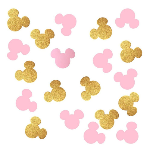 100 Confeti Minnie Mouse Rosa Dorado Cumpleaño Primer Fiesta