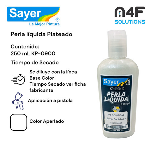 Perla Líquida Sayer Automotiva Kp-0900 Plata Aperlado 250ml