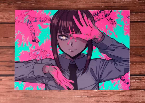 Cuadros De Madera Chainsaw Man Makima Fondo Celeste(21 X 30)