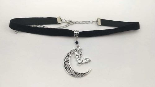 Choker Luna Brocado Murciélago Vampiro Goth Dark Gotico