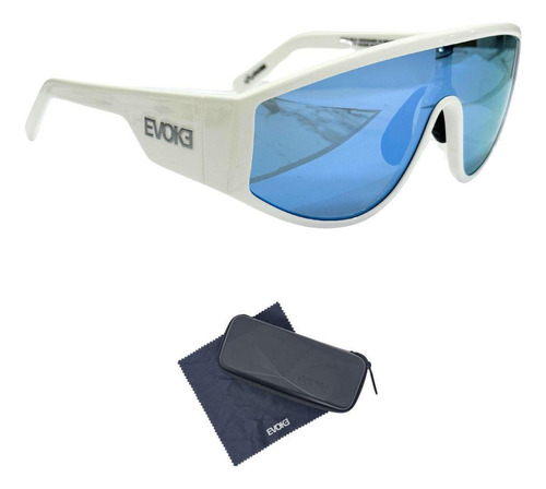 Óculos De Sol Evoke On Court B01s White Silver Blue Flash