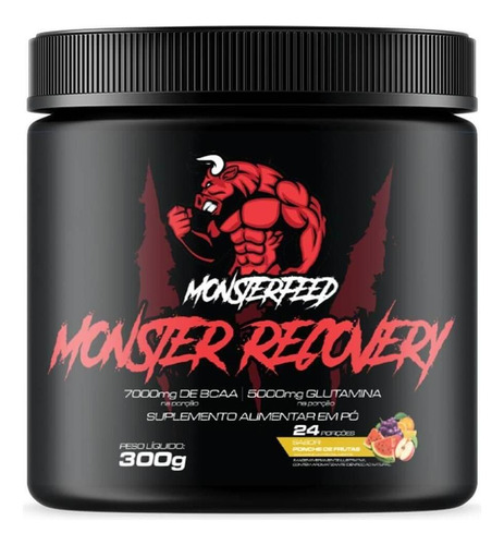 Monster Recovery Bcaa + Gluta 300g Monsterfeed Sabor Ponche De Frutas