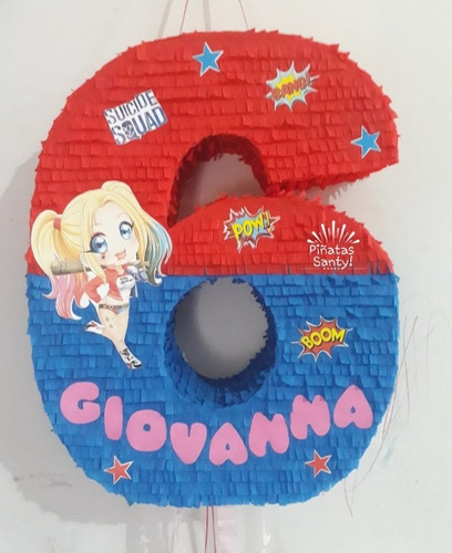 Piñata Harley Quinn Numeros- Todas Las Tematicas!