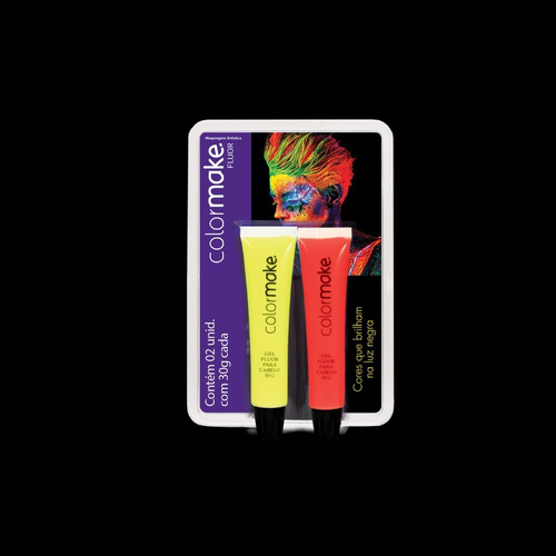 Imagem 2 de 2 de Gel Fluorescente Neon Para Cabelo Kit 2un Vermelho E Amarelo