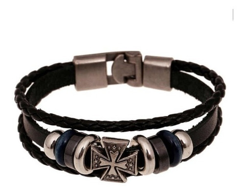 Pulsera Unisex Hombre Mujer Cuero Cruz  Elegante Y Juvenil 2