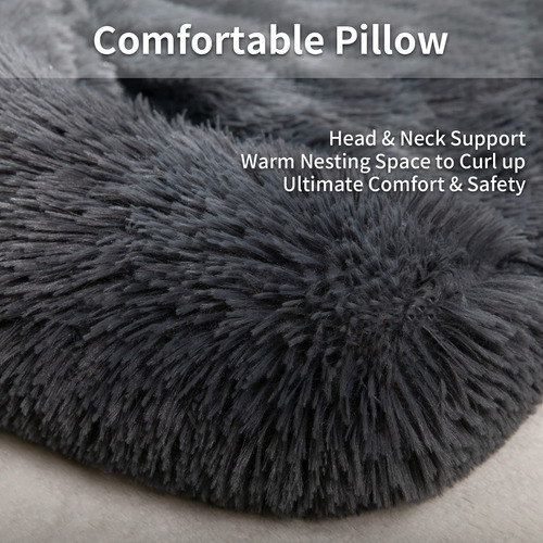 Sofá Cama Grande Calmante Para Perros Y Gatos Gris Lavable Gris Diseño