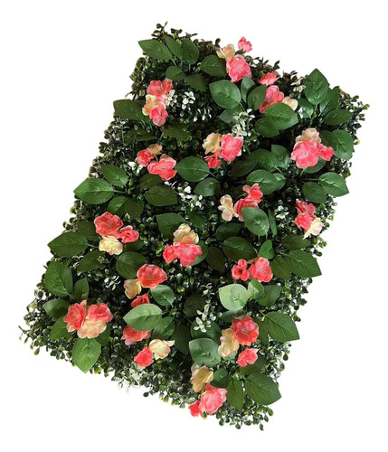 Panel De Pared De Césped Artificial Con Rojo Champán