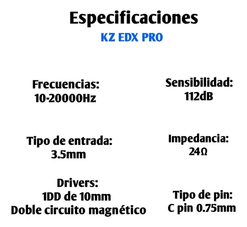 Audifonos KZ EDX PRO Hifi Cable con Micrófono KZ