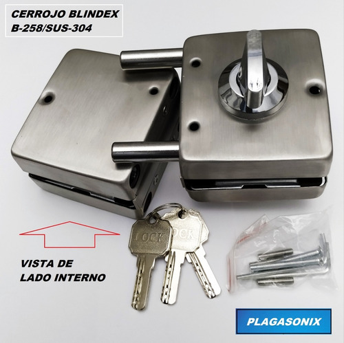 Imagen 4 de 10 de Cerrojo Cerradura Puerta Vidrio Blindex Antipanico B-258