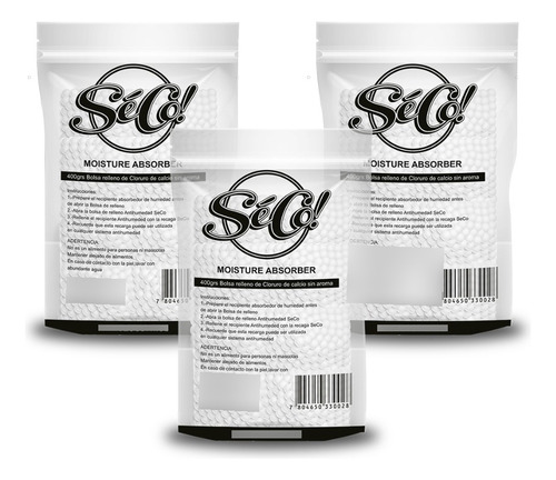 Séco! Recarga Absorbente Humedad Rellenable 3 X 400 Gr