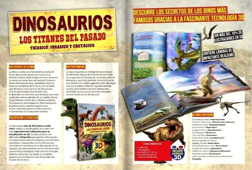 Imagen 3 de 6 de Libro Dinosaurios Titanes Del Pasado· Láminas 3d + Lentes 3d