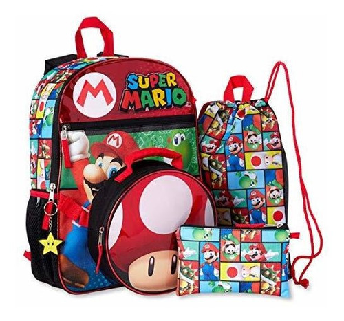 Super Mario 5 Piece 16  Backpack Set