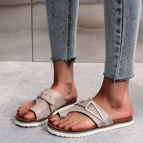 Sandalias Planas C De Verano De Color Liso Para Mujer