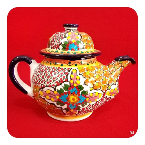 Cafetera De Talavera Poblana 15 Cm Color 600ml Té M4 Cft