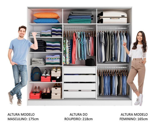 Guarda Ropa Closet Madesa Royale 3 Puertas Color Blanco/Marrón