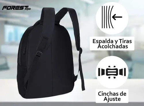 Imagen 5 de 10 de Mochila Porta Notebook Forest Calidad Alcolchada Resistente