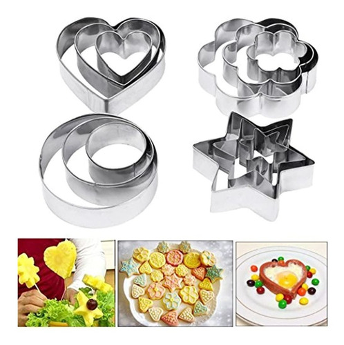 Amison Heart Star Circle Flower Molde En Forma De Galleta Pa