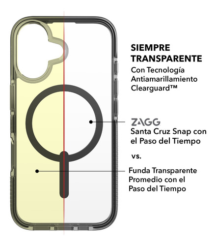 Funda Para Iphone 16 Con Magsafe Zagg Transparente Con Borde Media Noche