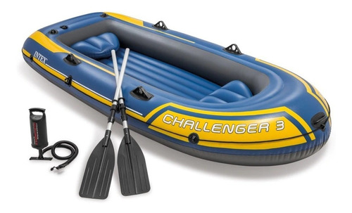 Bote Inflável Challenger 3 Intex 3 Pessoas Com Remos E Bomba