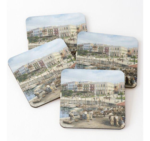 Set Posavasos Old San Juan Marina, Puerto Rico En El Año 190