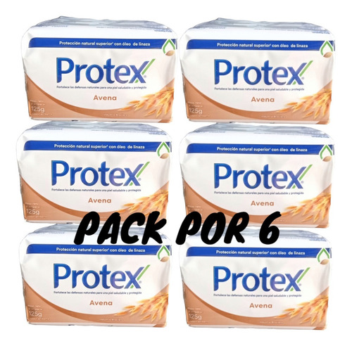 Pack X 6 Jabón Protex Barra Antibacterial Avena / 125gr