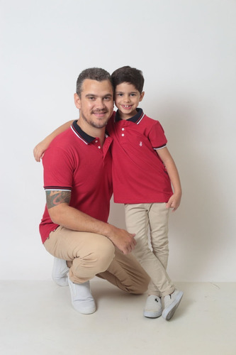 Kit Polos Pai E Filho Vermelho Paixão