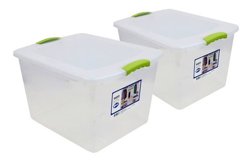 Pack De 2 Cajas Wenco Transparente Wenbox De 45 Lts 50x40x31