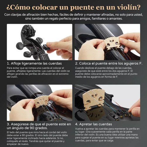 Violin Acustico 4/4 Profesional Con Estuche Y Arco Y Accesorios Color Negro AMOLORIA