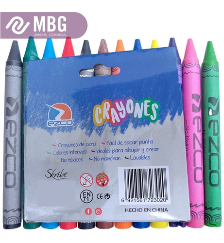 Imagen 4 de 7 de Crayones De Cera X 12 Unidades Ezco lavables