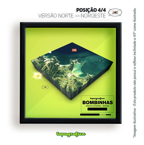 Bombinhas (sc) - Mapa 3d Infográfico - 4 Quadros 15x15cm