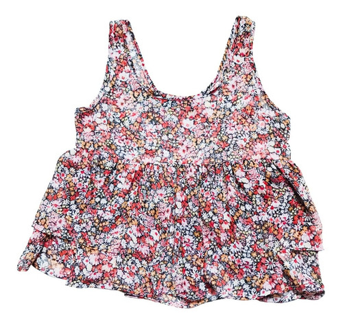 Top Zara Gasa C/volados, Floreado, Canchero, Usado Impecable