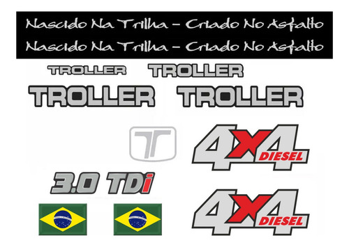 Kit Adesivo Resinado Troller 3.0 Tdi 4x4 Diesel 06 08 Prata Cor Padrão