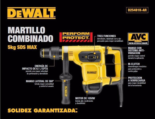 Rotomartillo 1050w Sds Max Dewalt D25481k Dewalt