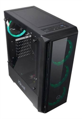 Gabinete Gamer Iqual Cm-2802 Vidrio Templado Coolers Led Rgb