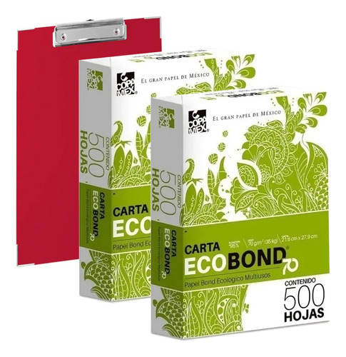 Papel Bond Carta 1000 Hojas Ecobond Blanco Con Tabla Clip