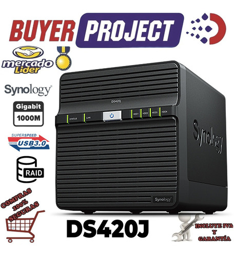 Imagen 3 de 5 de Servidor Nas Synology Case 4 Bahías Sata Usb Lan Raid 0 A 10
