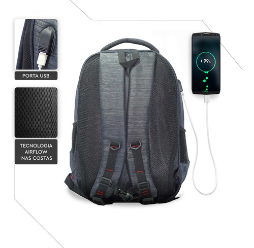 Imagen 7 de 10 de Mochila Notebook Usb Urbana Reforzada Compartimientos