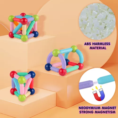  AZEN Bloques de construcción de juguetes magnéticos, imanes  para niños de 3, 4, 5, 6 años, juguetes para niños de 3 a 5 años para niños  y niñas, bolas magnéticas y