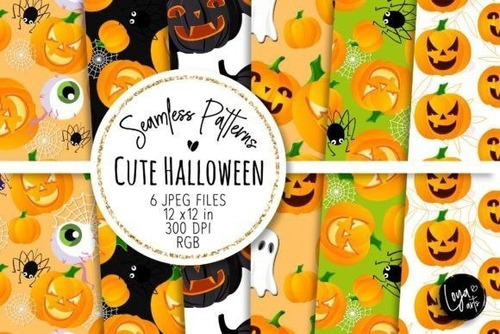 Kit Imprimible Scrap #03 - Cute Halloween Seamless Patterns