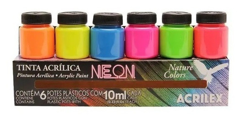 Tinta Acrilica Neon C/6 10ml Acrilex