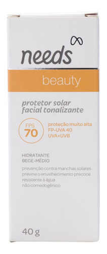 Needs Beauty Protetor Solar Facial Fps 70 Bege Medio 40g