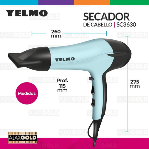 Imagen 2 de 8 de Secador De Pelo Profesional 2200w Tourmaline Ion