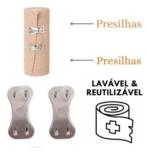 Kit 2 Bandagem Alta Compressão Elástica Varizes Bege Famara