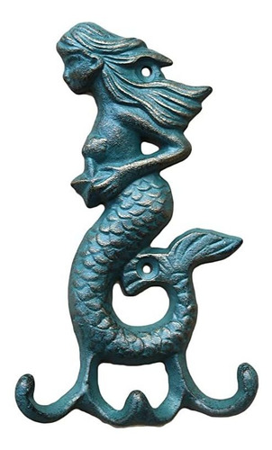 Moldeada Gancho De Hierro Mermaid Pared, Decorativo De Metal