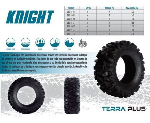 2 Llantas 26x9-12 Knight, Cuatrimoto Can Am, Atv Rin 12
