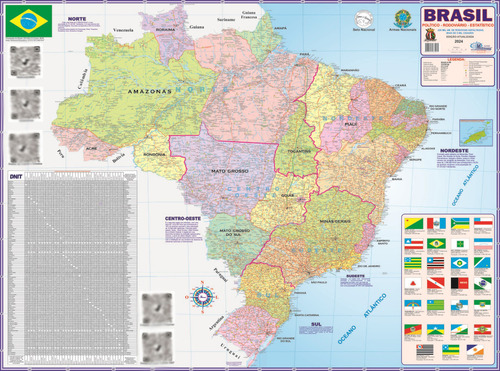 Mapa Do Brasil Politico Escolar Rodoviário Regional Estatístico Gigante Edição Especial