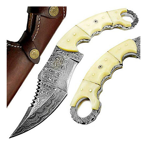 Best.buy.damascus1 Cuchillo De Caza Damasco Hueso De Camello